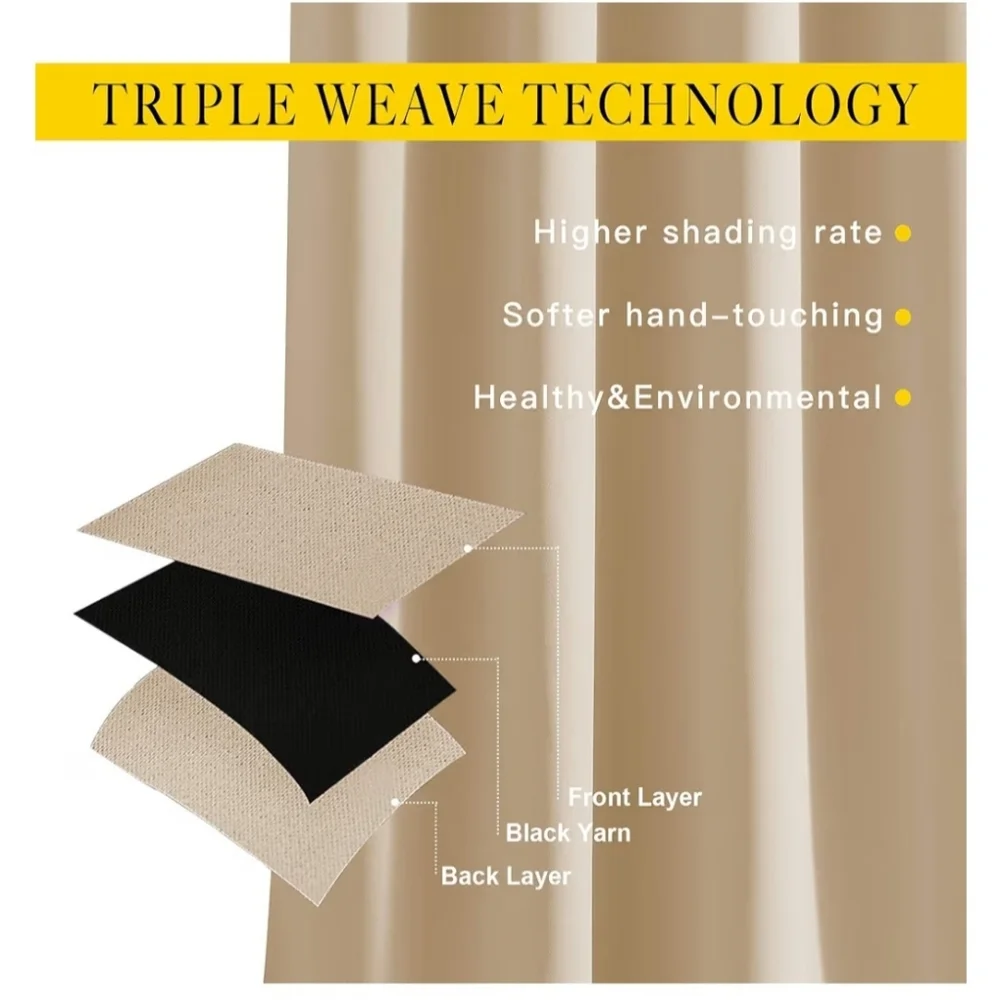 Beige Blackout Drape Curtain